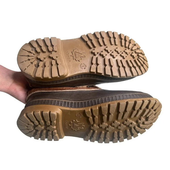 Sorel Winter Duck Boots Buffalo Men's Sz 8 Brown Leather Lace Up Shearling Lined - Picture 10 of 11